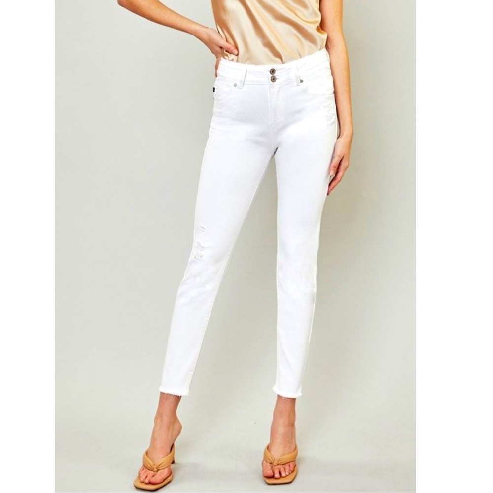 KanCan White High Rise Ankle Skinny Jeans